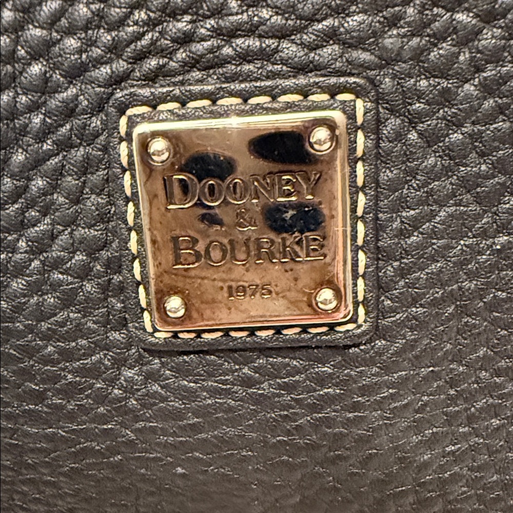 Dooney & Bourke Black Pebbled Leather Dome Satchel with Turquoise Charm - Picture 2 of 7